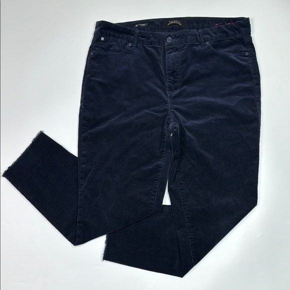 Talbots Blue Corduroy Flawless Five Pocket Slim Ankle Frayed Hem Pants Size 14 - Picture 1 of 10